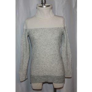 Banana Republic Wool Blend Cream and Heathered Gray Turtleneck Sweater Size S